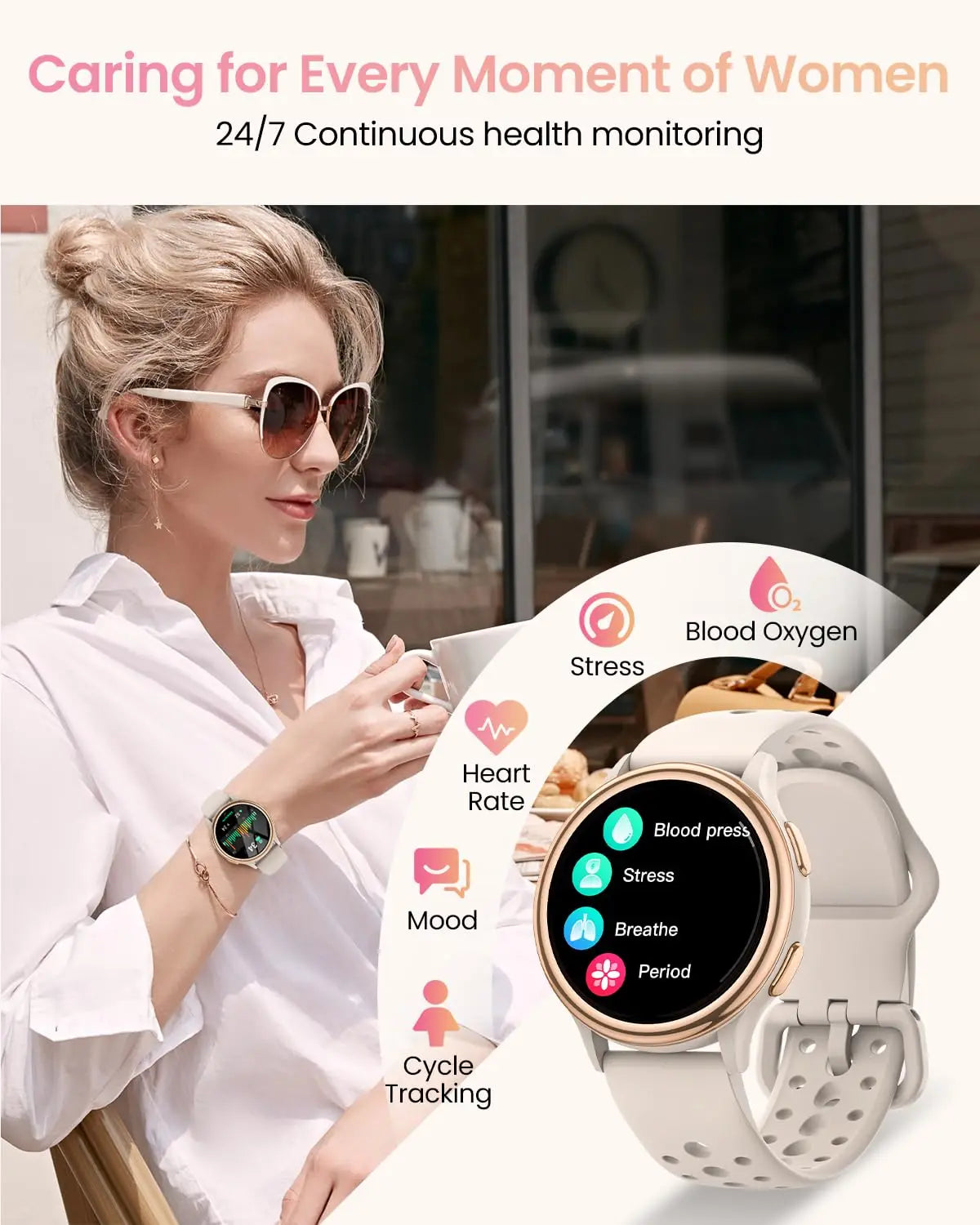 Anyloop Womens Smartwatch Fitness Tracker IPhone Android