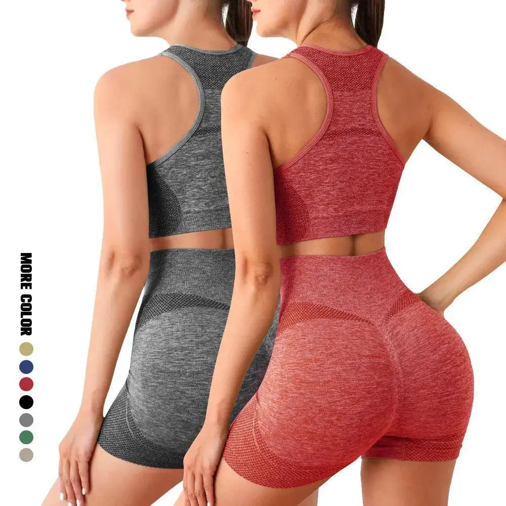 Yoga Set Women Seamless Sports Bra Leggings Shorts Fitness