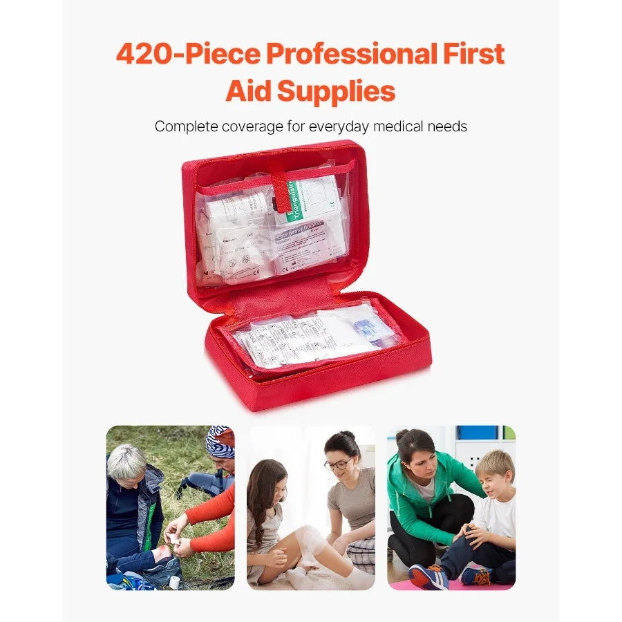 First Aid Kit 420 Pieces Large Survival Bag Emergency Medical Supplies Home Car