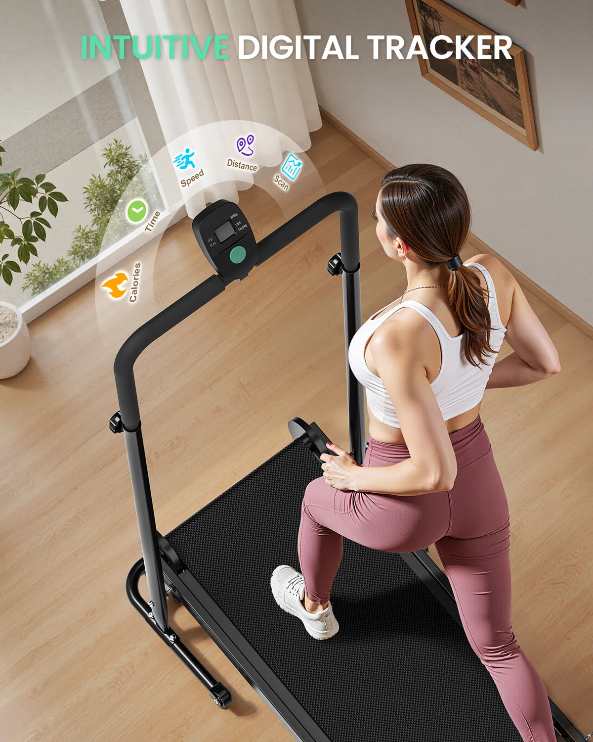 AKLUER Dual Flywheel Motorless Treadmill With LCD Monitor