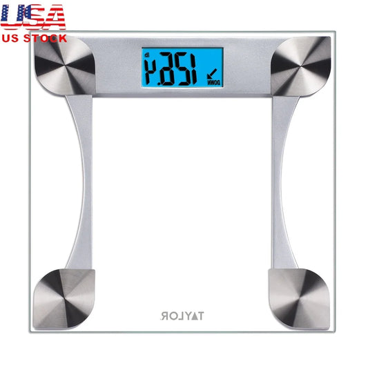 Weight Tracking Glass Body Scale 440lb Capacity LCD Display Battery Powered Health Fitness Tracker Dual User Eloquent Design