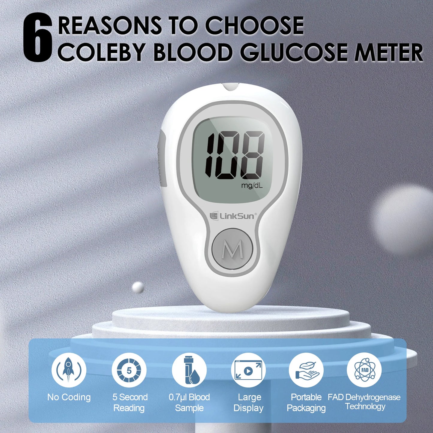 Linksun Glucose Meter Kit With Blood Sugar Test Strips