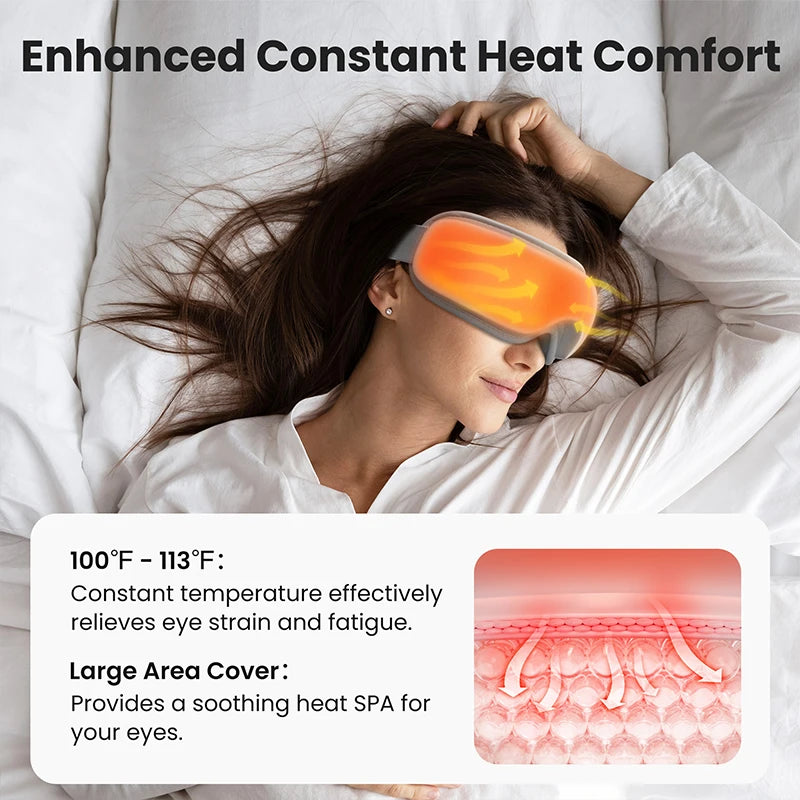 Eye Massager with Heat Bluetooth Eye Mask for Migraine Relief Eye Care Gift to Reduce Strain and Dry Eyes Sleep Aid Relaxation
