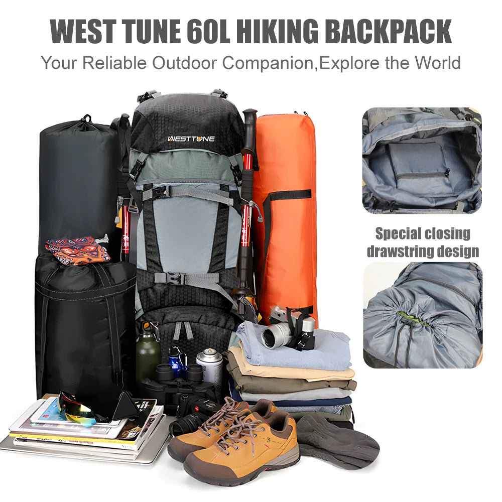 WESTTUNE Explorer Internal Frame Backpack Rain Cover Hiking