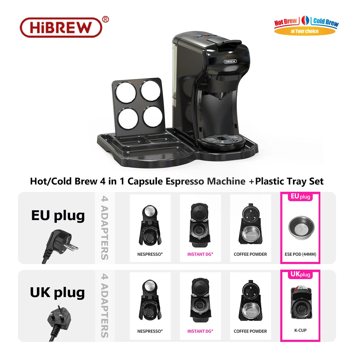 HiBREW 19 Bar 4in1 Capsule Espresso Coffee Maker Milk Frother