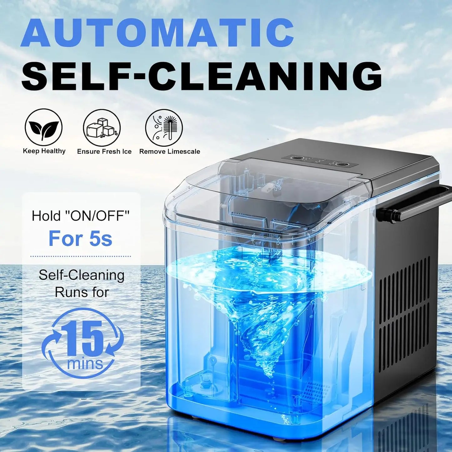 Portable Ice Maker With Auto Clean 9 Cubes For Camping