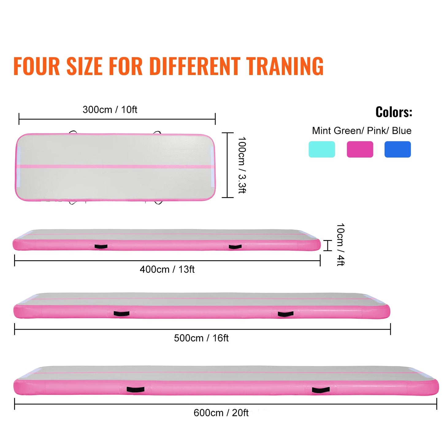 SucceBuy Inflatable Gymnastics Mat With Electric Pump