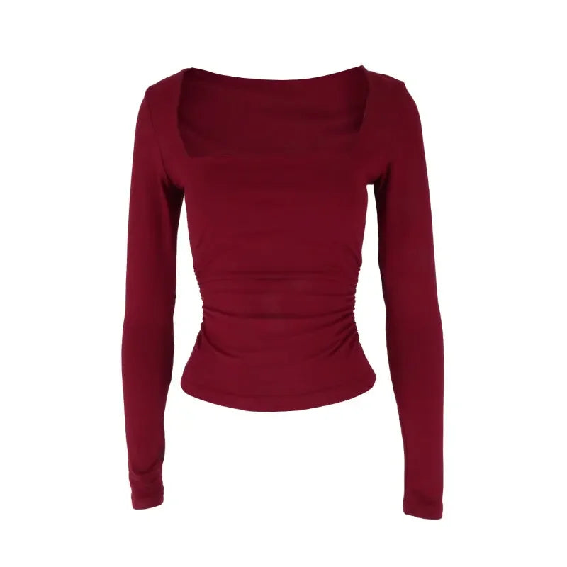 VYTBCN Autumn Women T Shirt Solid Elegant Long Sleeve Tee