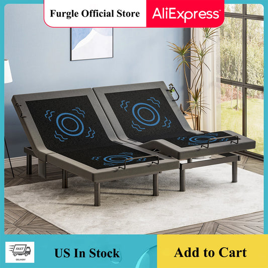 Furgle Adjustable Bed Base with Massage and Wireless Remote