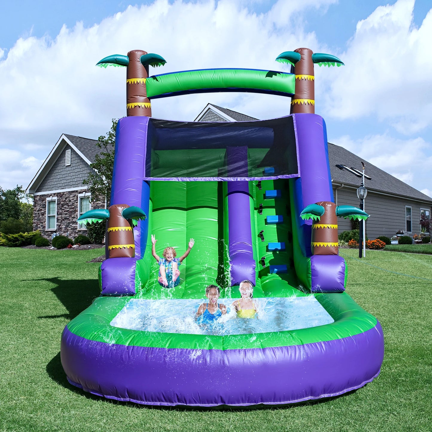 Children's Playground Inflatable water slide, Commercial Bounce House with Water Slide PVC and a 1100W Air blower 21ft/6.4M