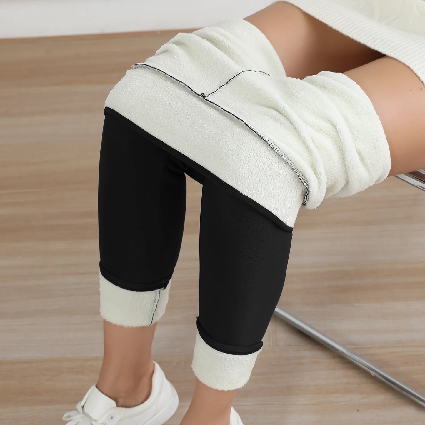 CN Thick Fleece Leggings For Women High Waist Warm Tights