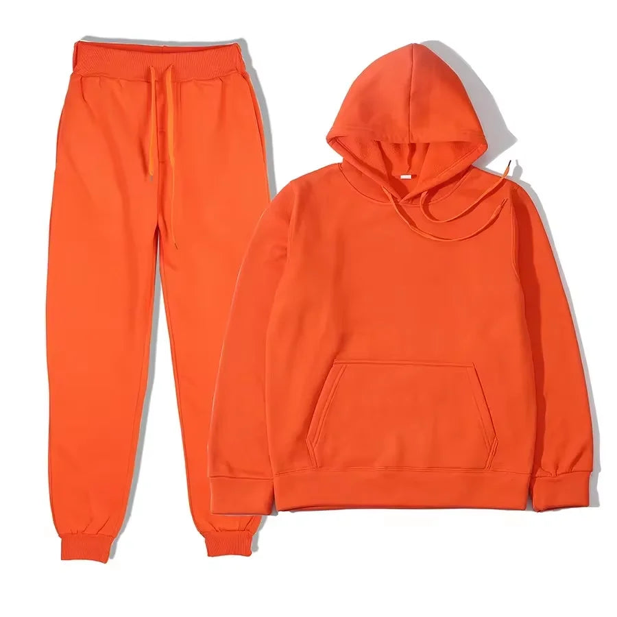 NONECN Winter Tracksuit Women Two Piece Set Hoodie Sweatpants