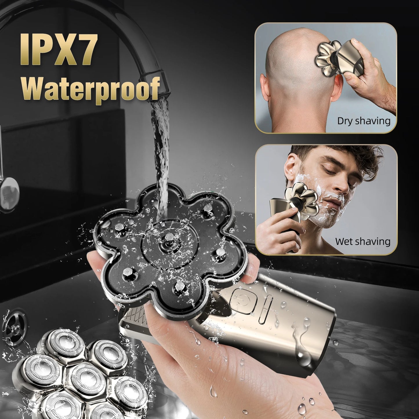 Sejoy Electric Head Shaver For Bald Men 7 Blades Floating