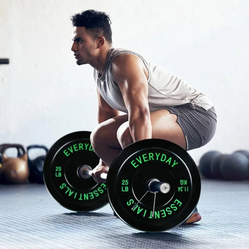 BalanceFrom Color Coded Black Bumper Plate Weight Plate with Steel Hub