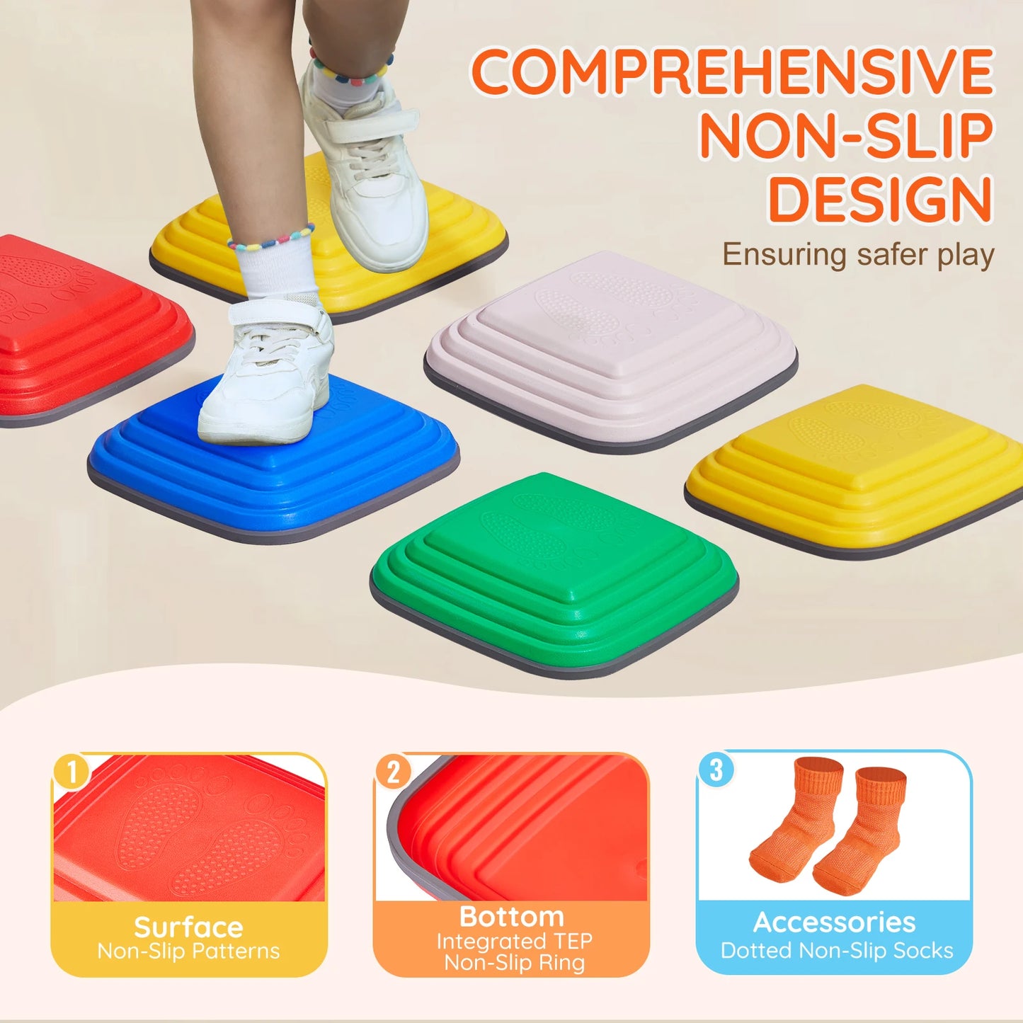 SucceBuy 10Pcs Children Balance Training Stepping Stones