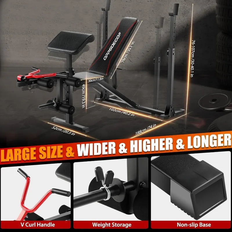 YTYIN Weight Bench Set With Leg Extension And Curl 900LBS