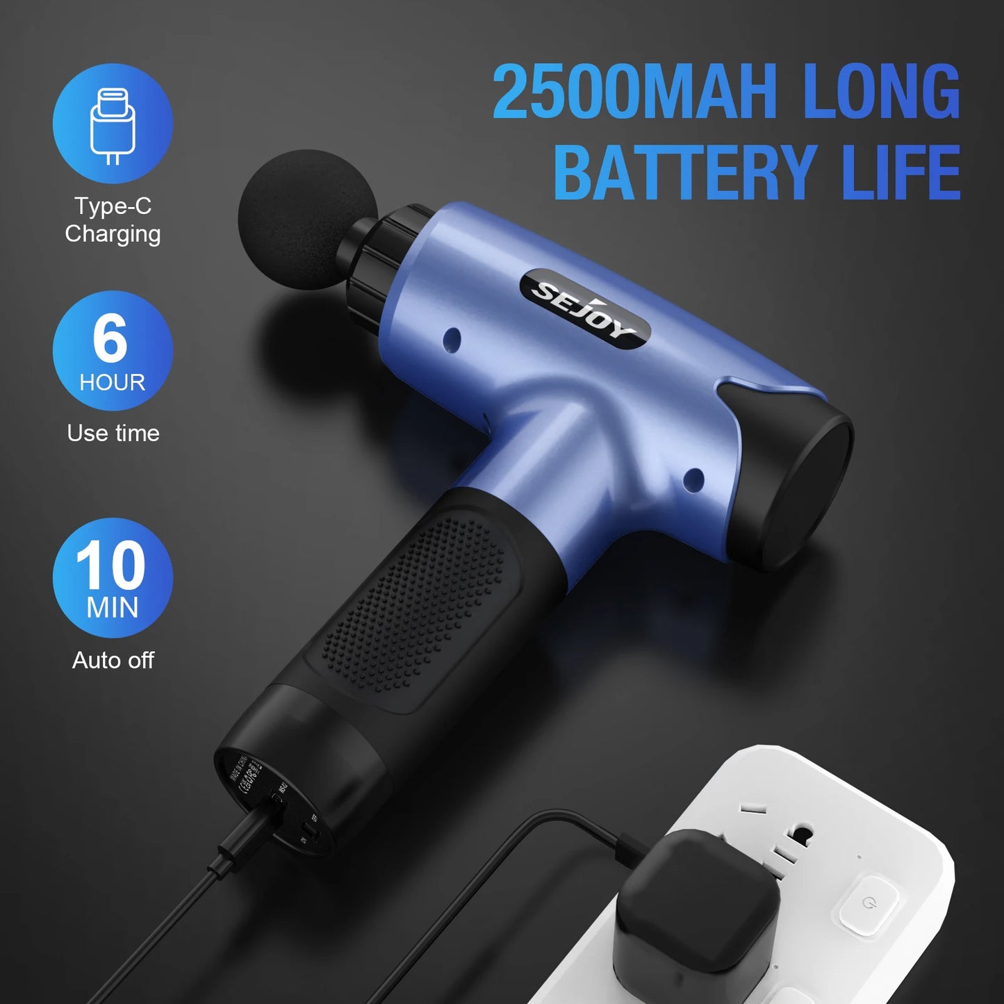 Sejoy Fascia Gun Tissue Massager 30 Speeds Led Screen