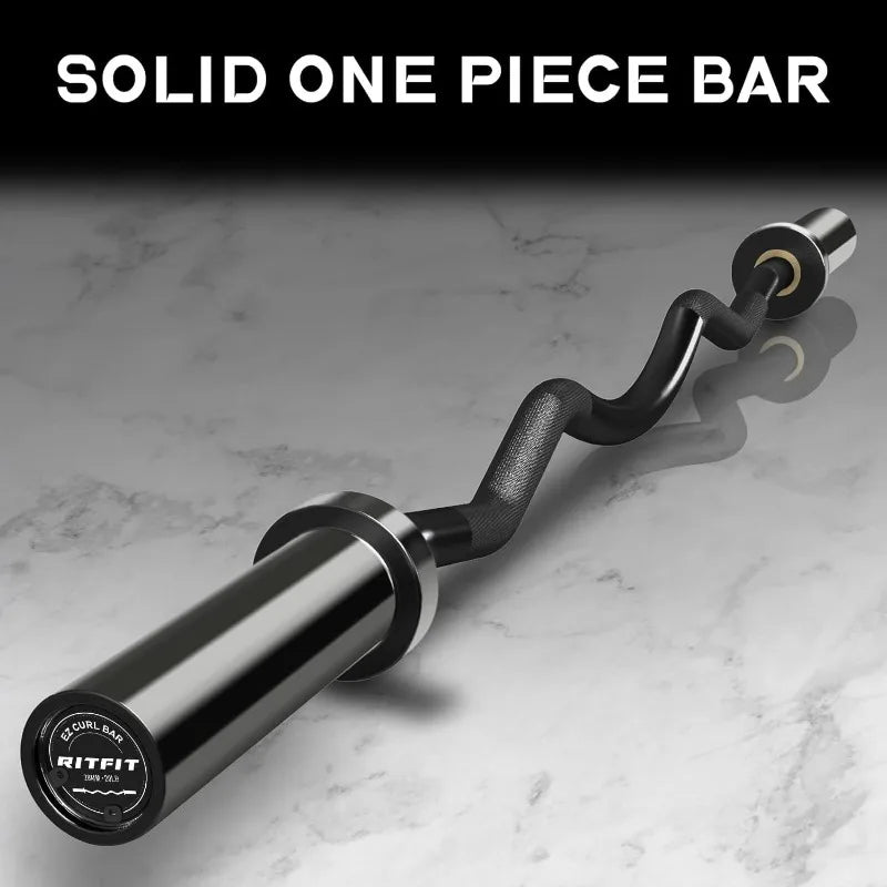 RitFit 2 Inch EZ Curl Bar with Weights, 700LBS Weight Capacity Curl Barbell for Bicep, Tricep and Weight Lifting Exercises