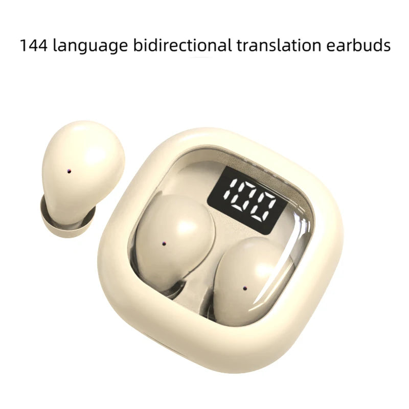 AI Earphones Bass Sleep Headphones Wireless Bluetooth Headset HD Call Wireless Earbuds for Business Office Travel and Shopping