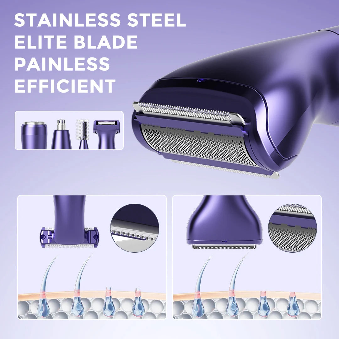 Sejoy 6-in-1 Electric Razor for Women's Pubic Hair,Painless Body Shaver,Facial Epilator,Hair Removal for Face,Bikini Trimmer