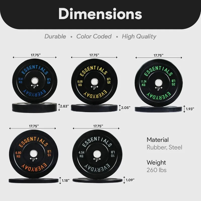 BalanceFrom Color Coded Black Bumper Plate Weight Plate with Steel Hub