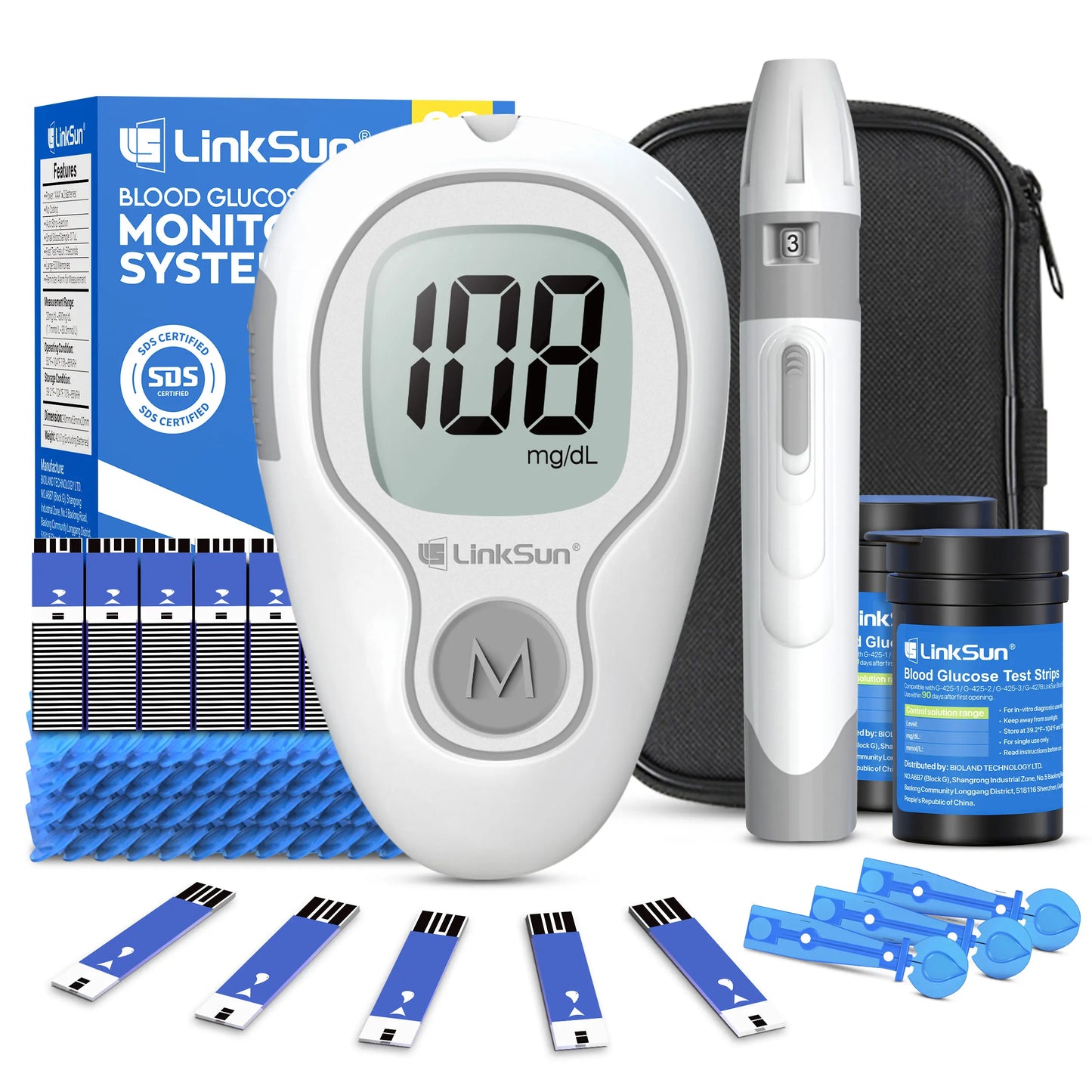 Linksun G-425-3 Blood Glucose Meter Complete Kit For Diabetes Testing
