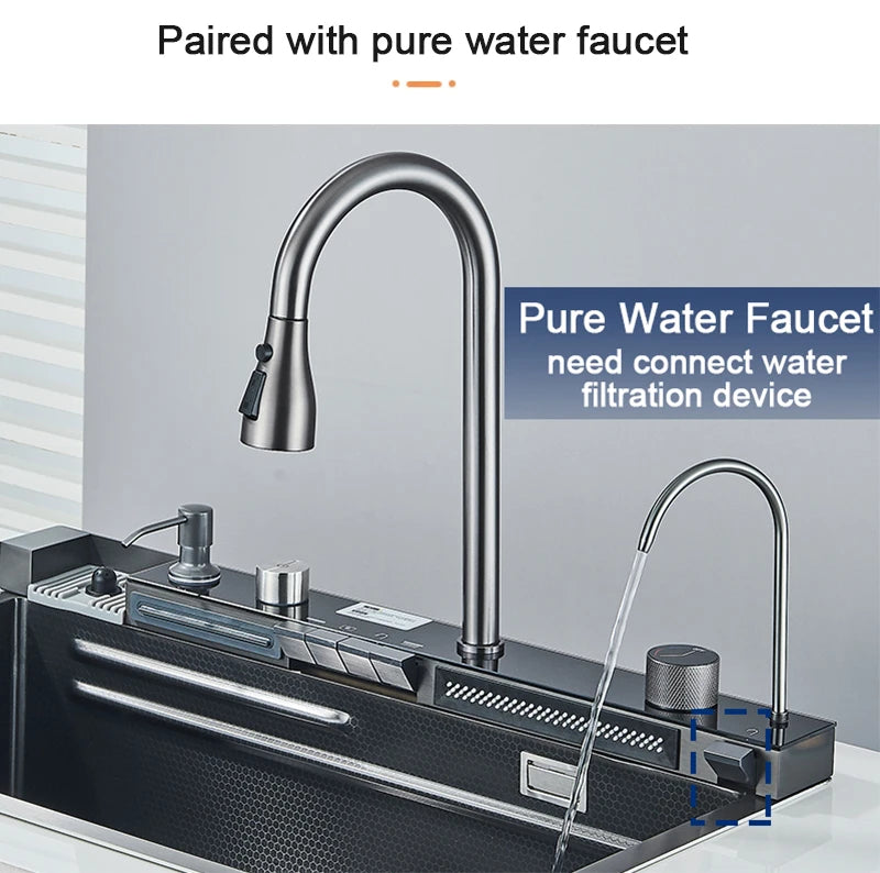 Rozin Stainless Steel Kitchen Sink With Faucet Waterfall