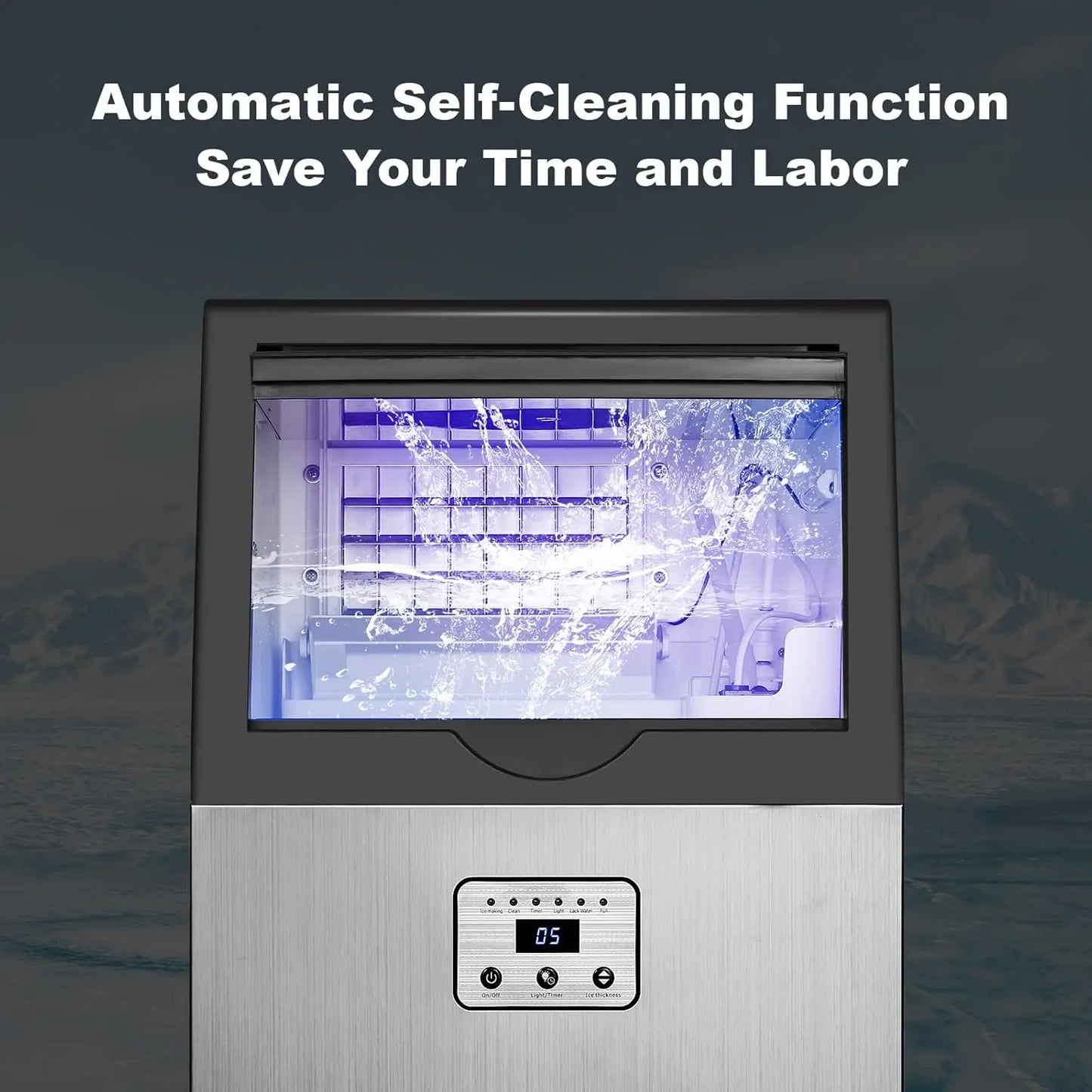 Zomagas 100lbs 24H Auto Self Cleaning Led Display Ice Maker