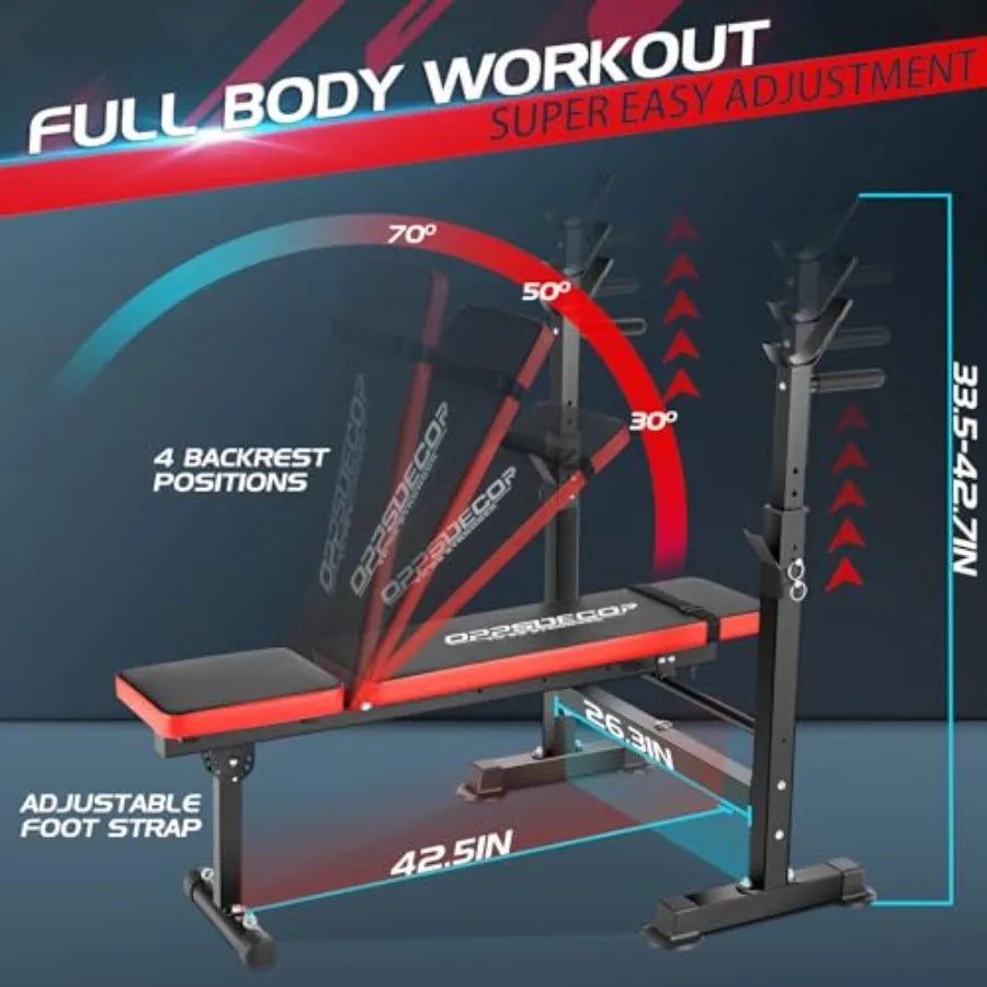 XMSJ 6In1 All Purpose Weight Bench With Leg Extension Rack