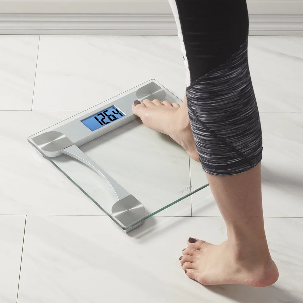 Weight Tracking Glass Body Scale 440lb Capacity LCD Display Battery Powered Health Fitness Tracker Dual User Eloquent Design