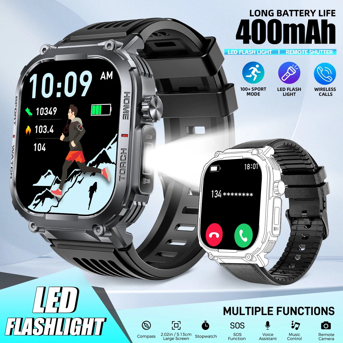 LaNikar Smart Watch Men 3ATM Waterproof Heart Rate Fitness Tracker