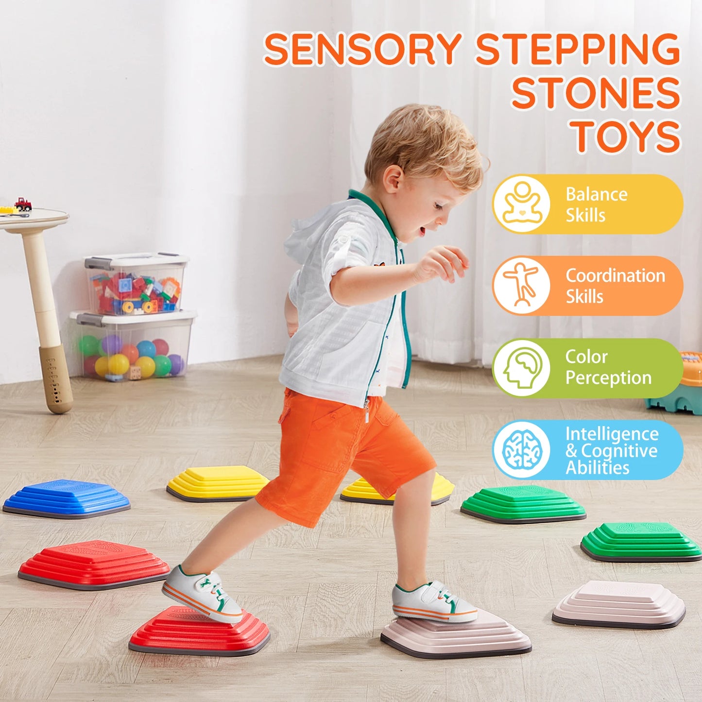 SucceBuy 10Pcs Children Balance Training Stepping Stones