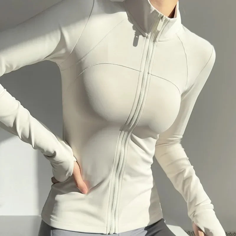 Women Zip Front Fitness Jacket Quick Dry Yoga Top Active