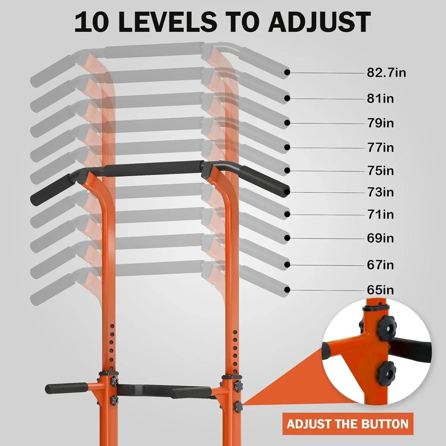 Adjustable Height Power Tower Dip Station Pull Up Bar for Home Gym Strength Training Equipment