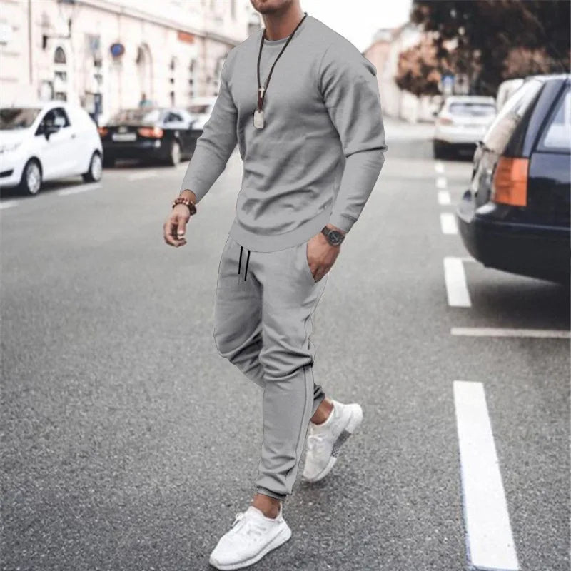 NONECN Men Two Piece Tracksuit Set Sweatshirt Sweatpants