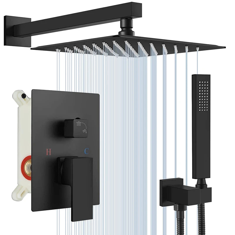 Quyanre Concealed Shower System Rain Waterfall Faucet Set