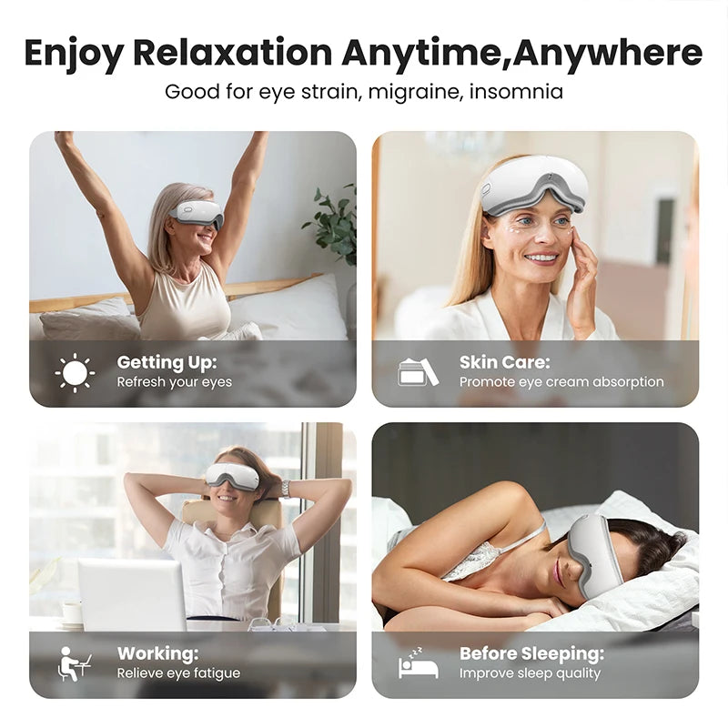 Eye Massager with Heat Bluetooth Eye Mask for Migraine Relief Eye Care Gift to Reduce Strain and Dry Eyes Sleep Aid Relaxation