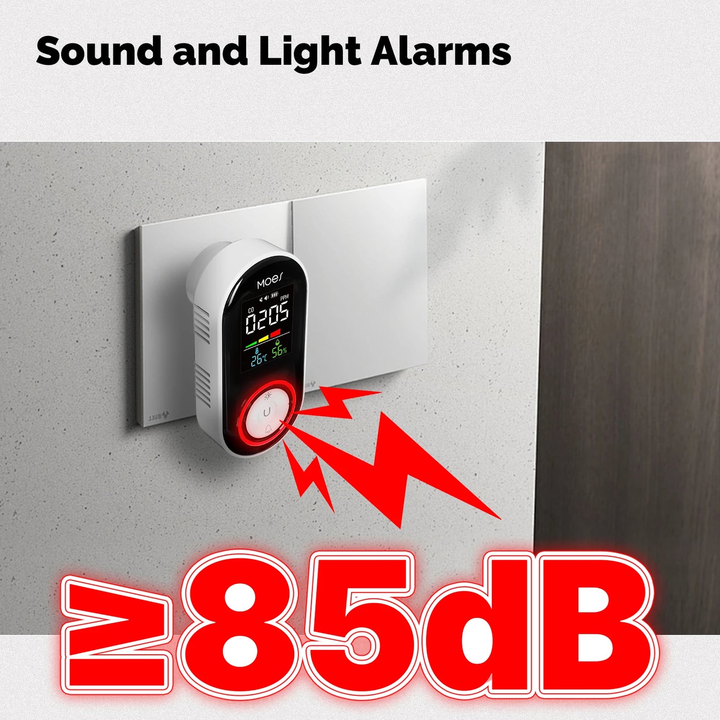 MOES CO Smoke Gas Detector Alarm Plug-in Carbon Monoxide Sensor
