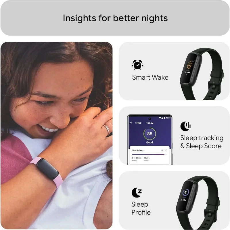 Popular Inspire 3 Health and Fitness Tracker with Stress Management Workout Intensity Sleep Tracking 24/7 Heart Rate Midnight Zen Black One Size S and L Bands Included