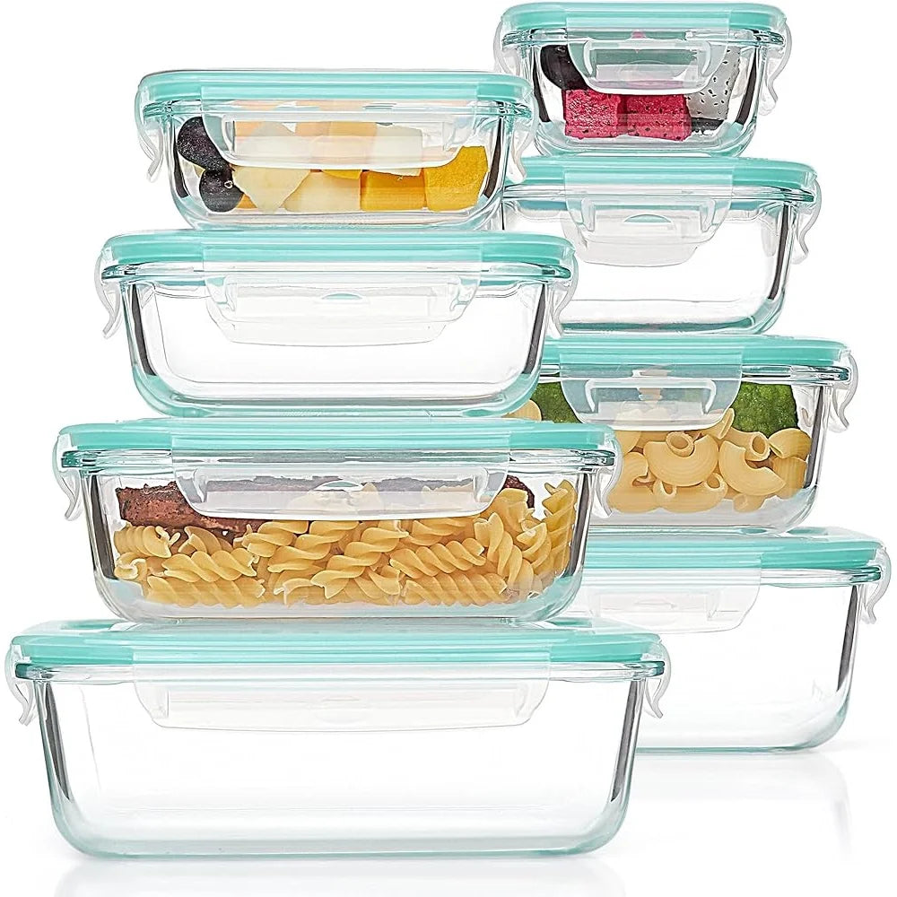 8 Pack Glass Meal Prep Containers with Airtight Lids Freezer Microwave Safe Food Storage Lunch RV Camping