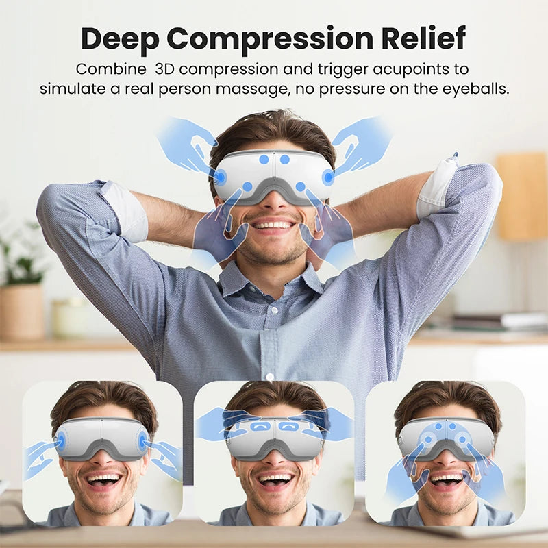 Eye Massager with Heat Bluetooth Eye Mask for Migraine Relief Eye Care Gift to Reduce Strain and Dry Eyes Sleep Aid Relaxation