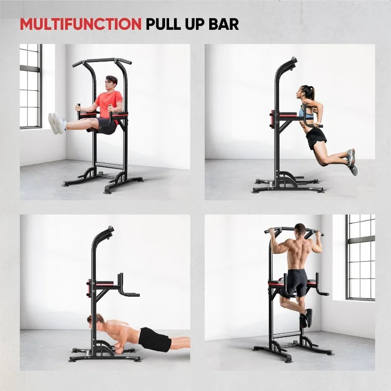 Oneofics Pull Up Bar Station Adjustable Multifunction Power Tower Dip Bar Station Home Gym Strength Training Equipment