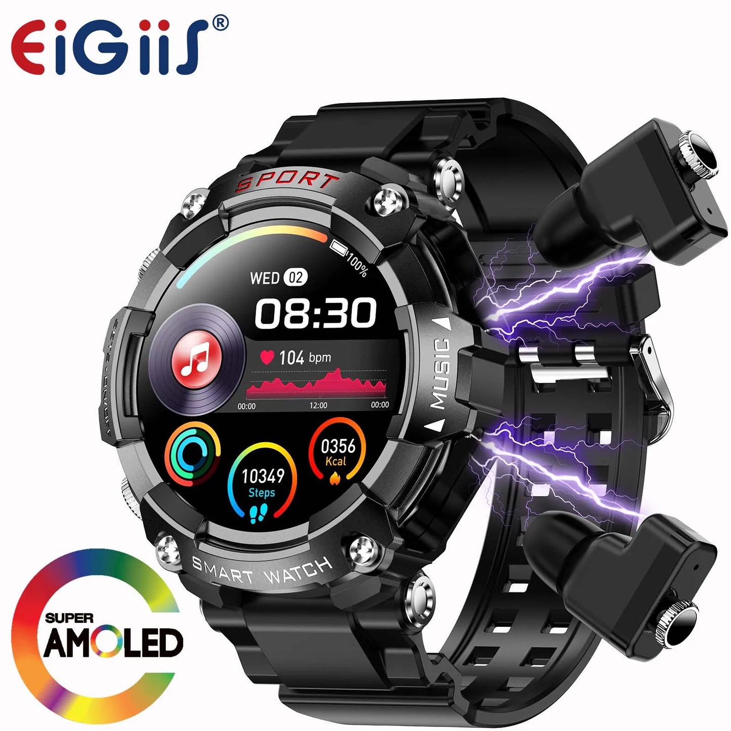 LaNikar Smart Watch AMOLED Display Heart Rate Monitoring In-Ear Headphones