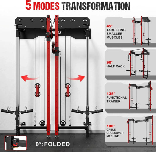 XMSJ WM3 V4 Folding Squat Rack Wall Mounted Pulley System