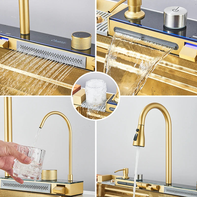 Rozin Stainless Steel Kitchen Sink with Digital Display Faucet