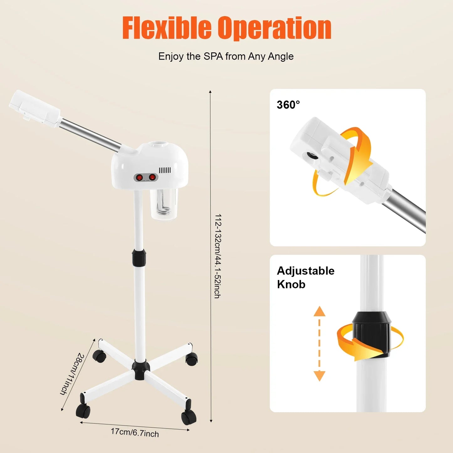 Bymaocar Ozone Facial Steamer On Wheels Adjustable Height