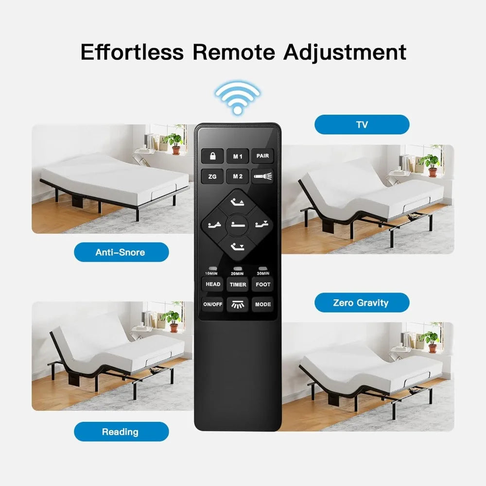 Pipishell Adjustable Bed Frame With Massage USB Ports