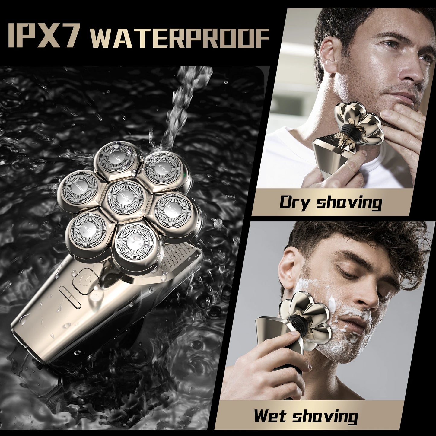 Sejoy Electric Head Shaver For Bald Men 7 Blades Floating