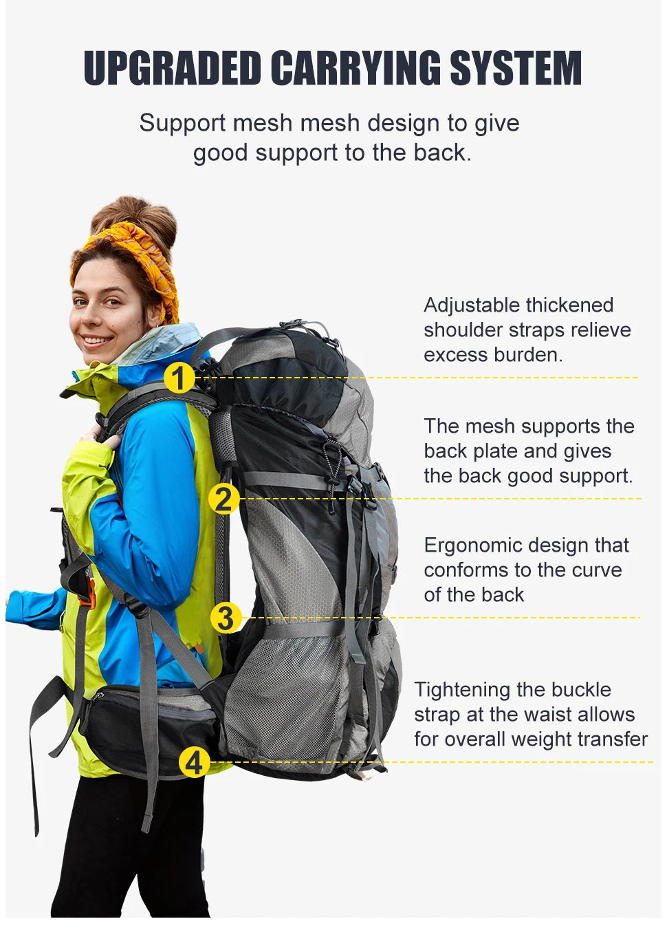 WESTTUNE Explorer Internal Frame Backpack Rain Cover Hiking