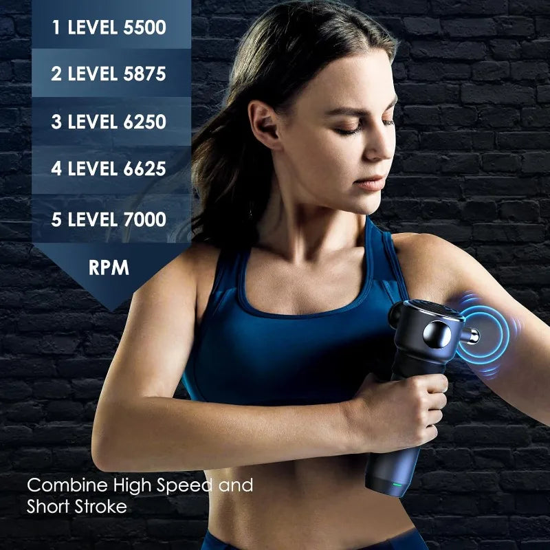 Gun Deep Tissue, Cordless Vibrating Muscle Massage Gun - Handheld Mini Massager for Back, Neck and Fascial Binding - Ta